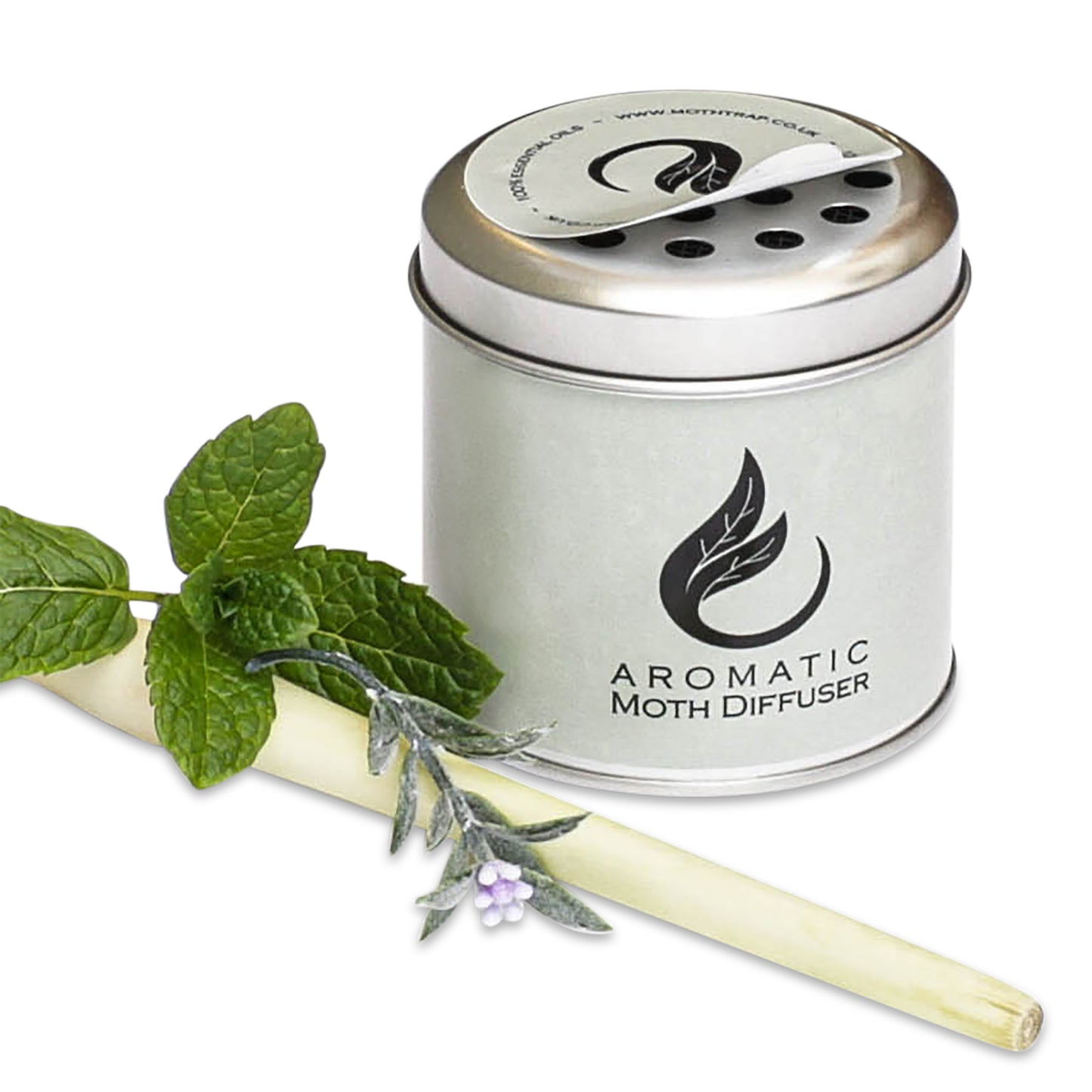 aromatic clothes moth repellent diffuser with lemongrass, mint and lavender plants
