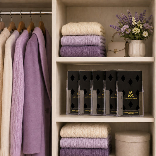 5 Clothes Moth Pheromone Boxes & 5 Holders Kit